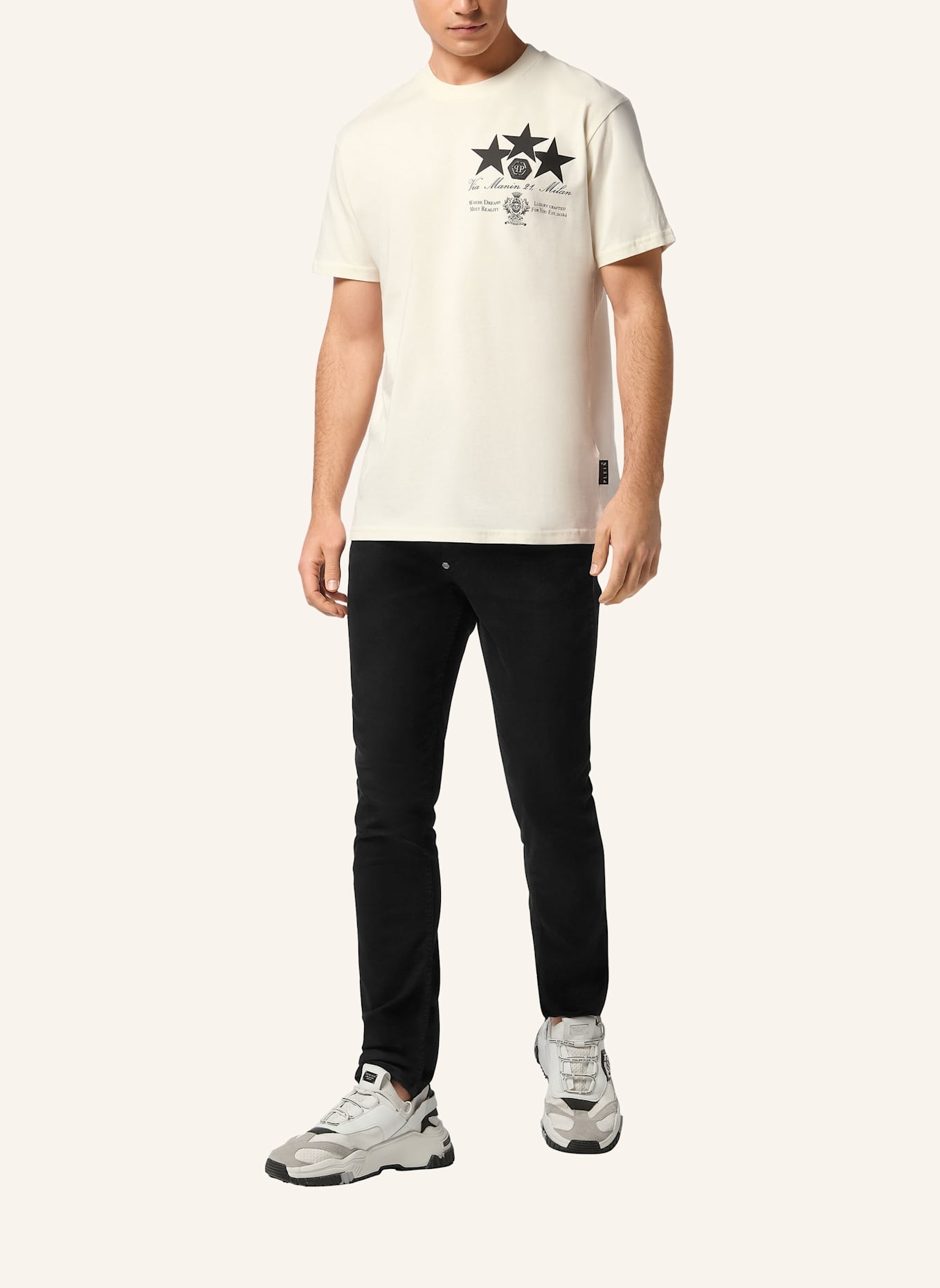PHILIPP PLEIN T-Shirt Rundhalsausschnitt Ss STARS: SCHWARZ
