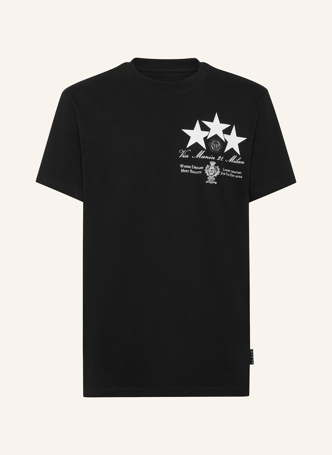 PHILIPP PLEIN T-Shirt Rundhalsausschnitt Ss STARS: SCHWARZ