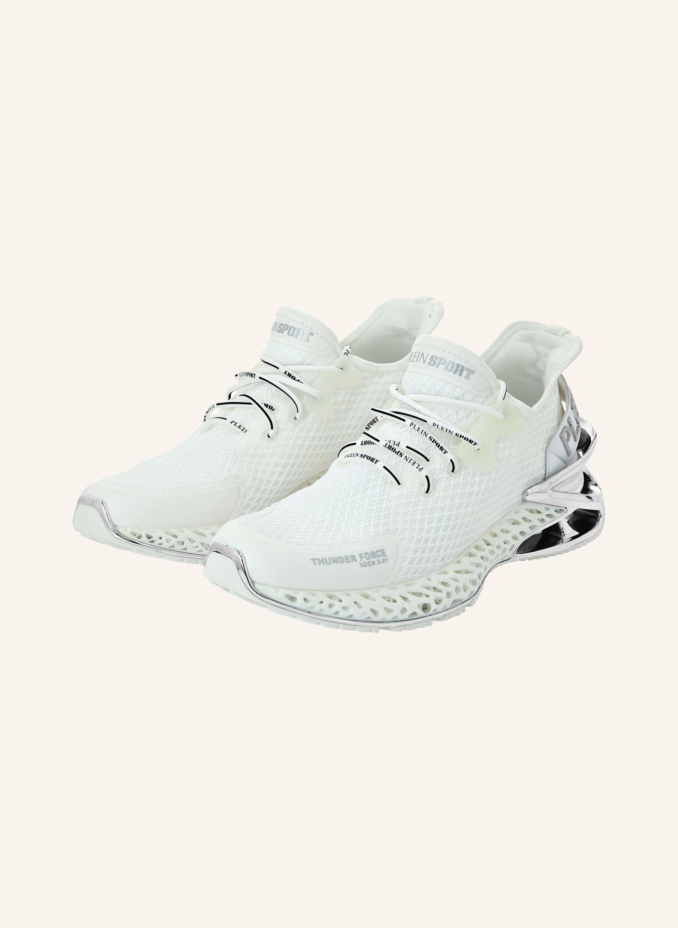 PLEIN SPORT Runner Sneaker THUNDER FORCE GENX 01: WEISS/ SILBER