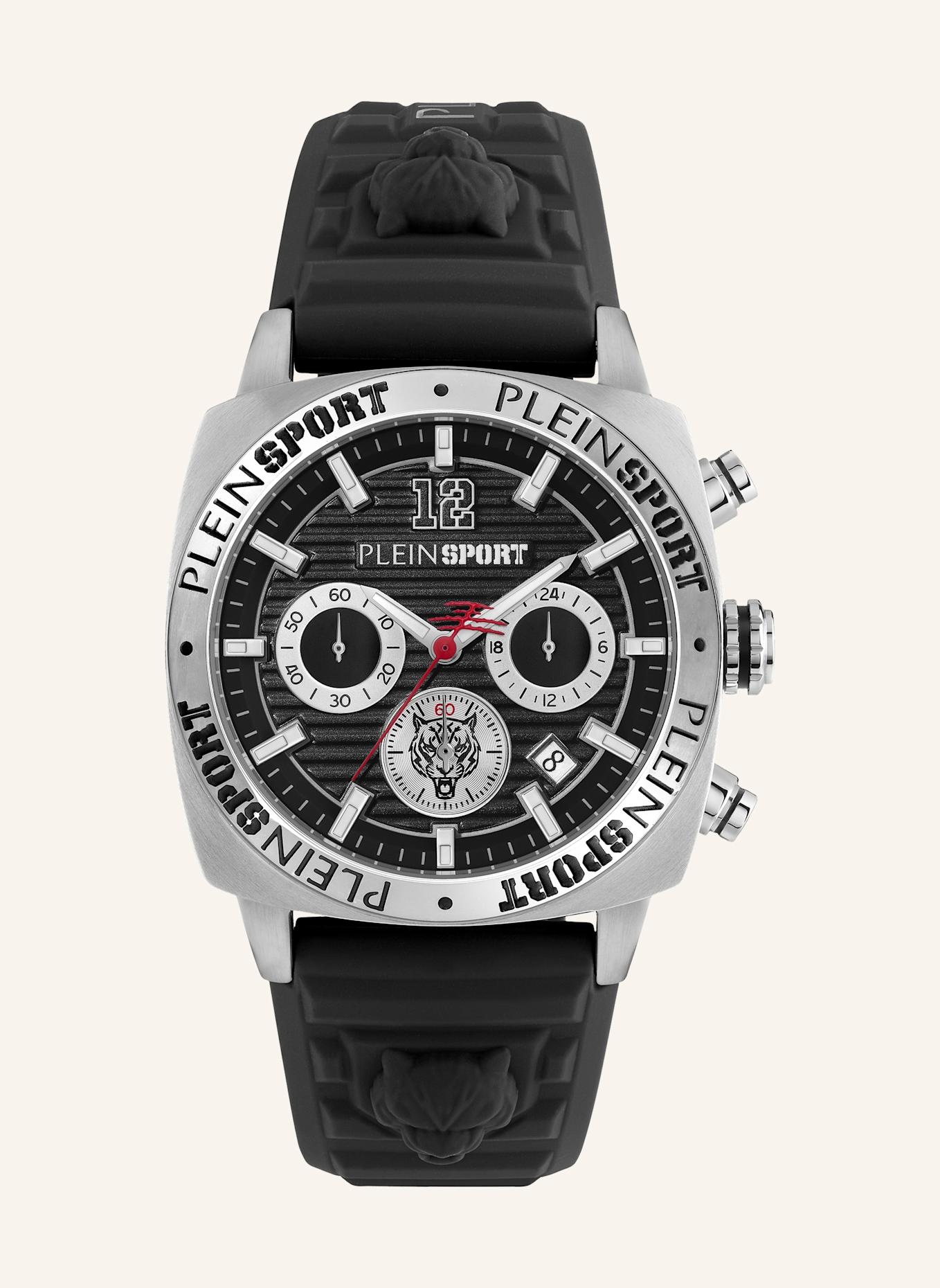 PLEIN SPORT Armbanduhr WILDCAT CHRONO: SCHWARZ/ SILBER