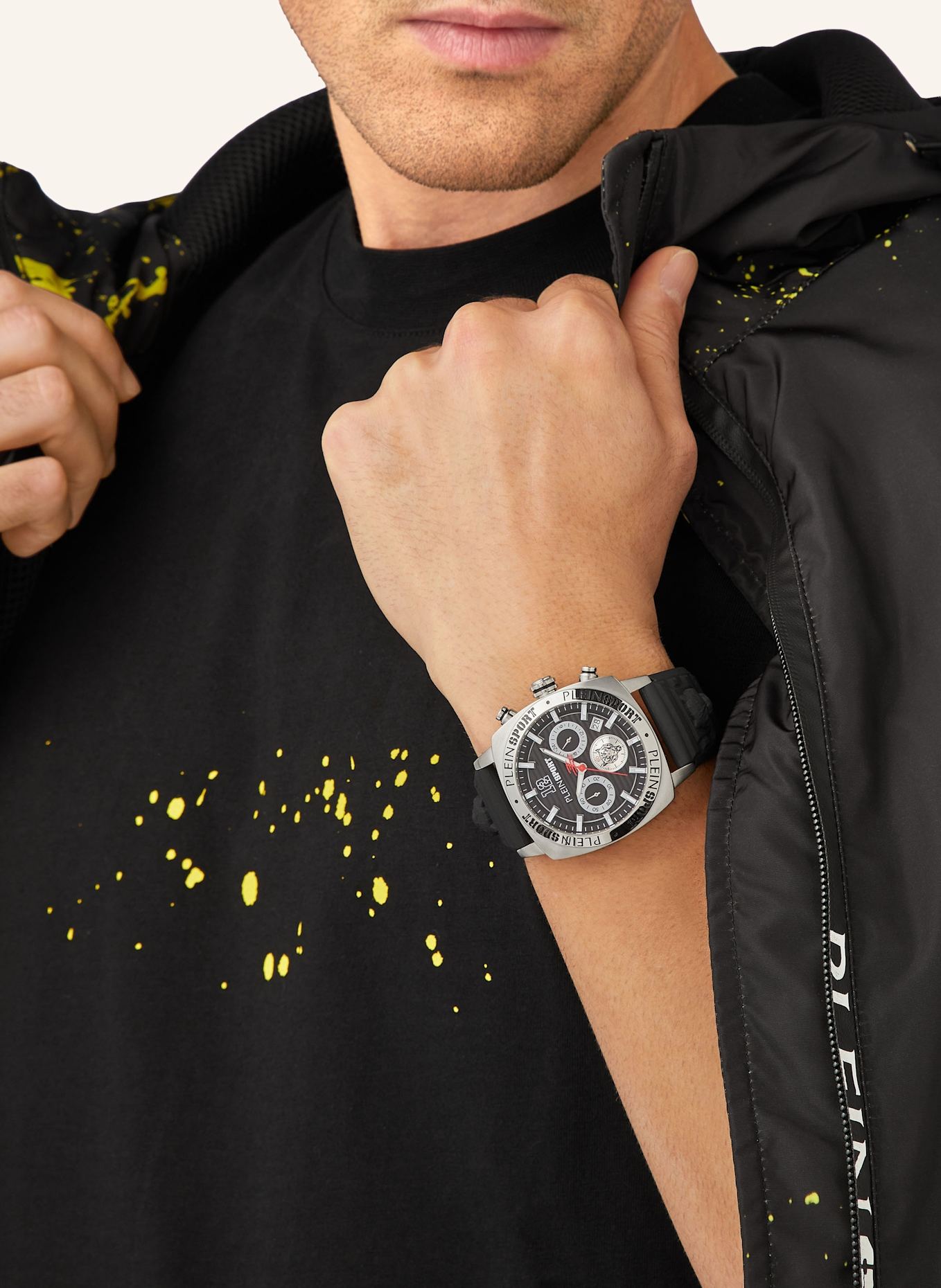 PLEIN SPORT Armbanduhr WILDCAT CHRONO: SCHWARZ/ SILBER