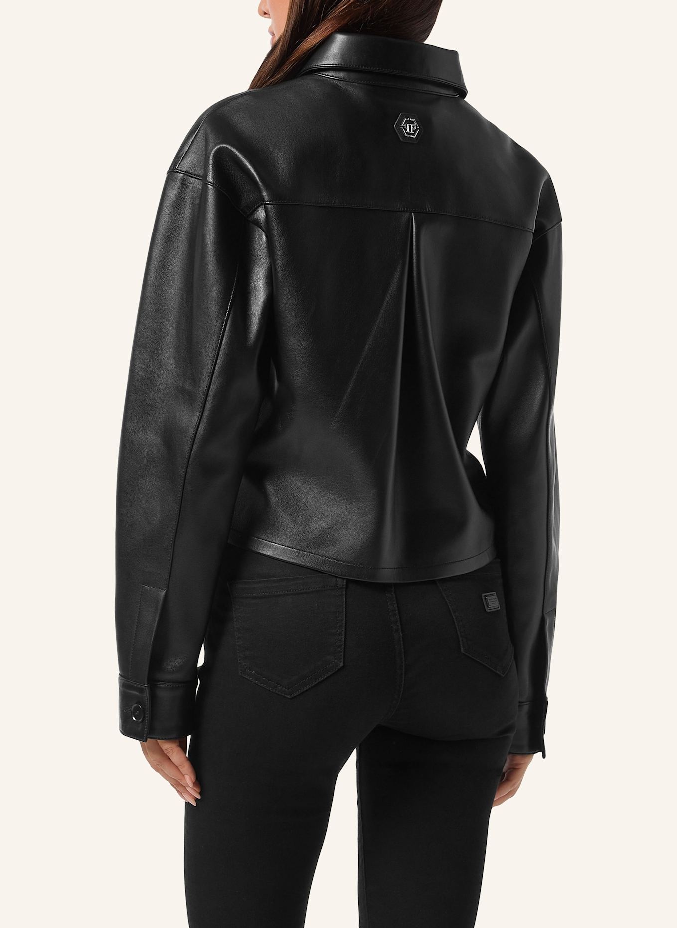 PHILIPP PLEIN PHILIPP PLEIN Lederhemd SIGNATURE: SCHWARZ