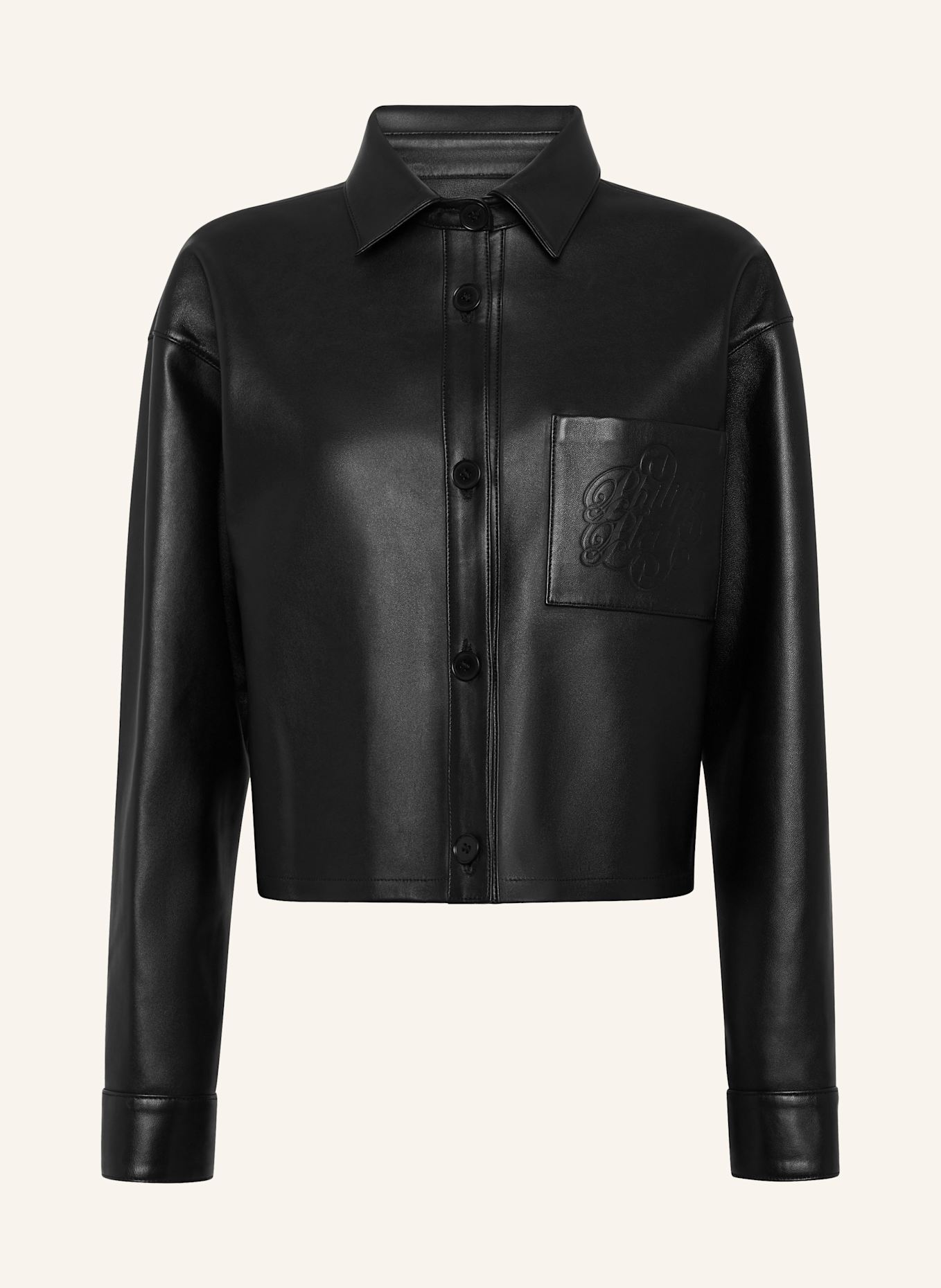 PHILIPP PLEIN PHILIPP PLEIN Lederhemd SIGNATURE: SCHWARZ