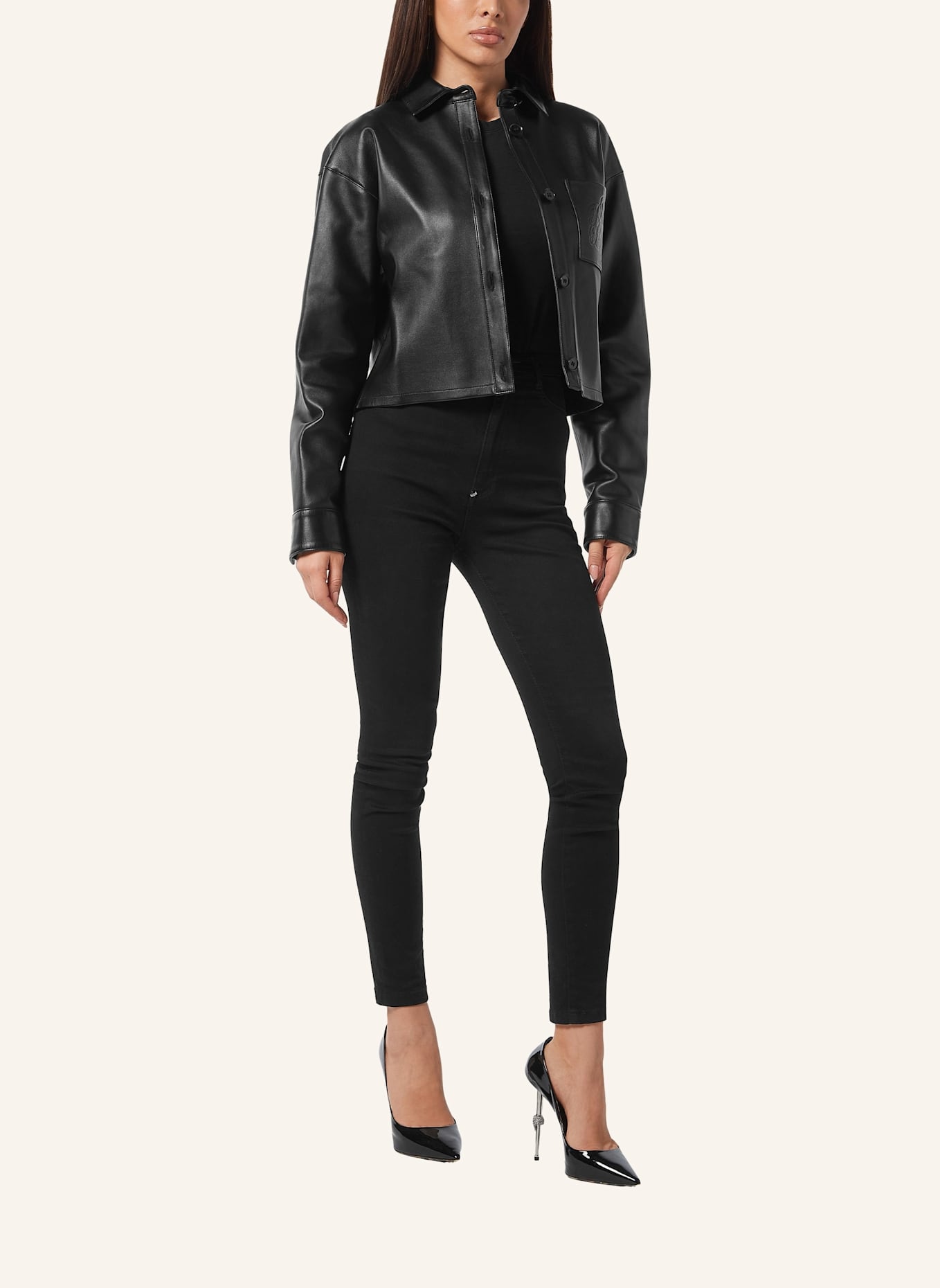 PHILIPP PLEIN PHILIPP PLEIN Lederhemd SIGNATURE: SCHWARZ