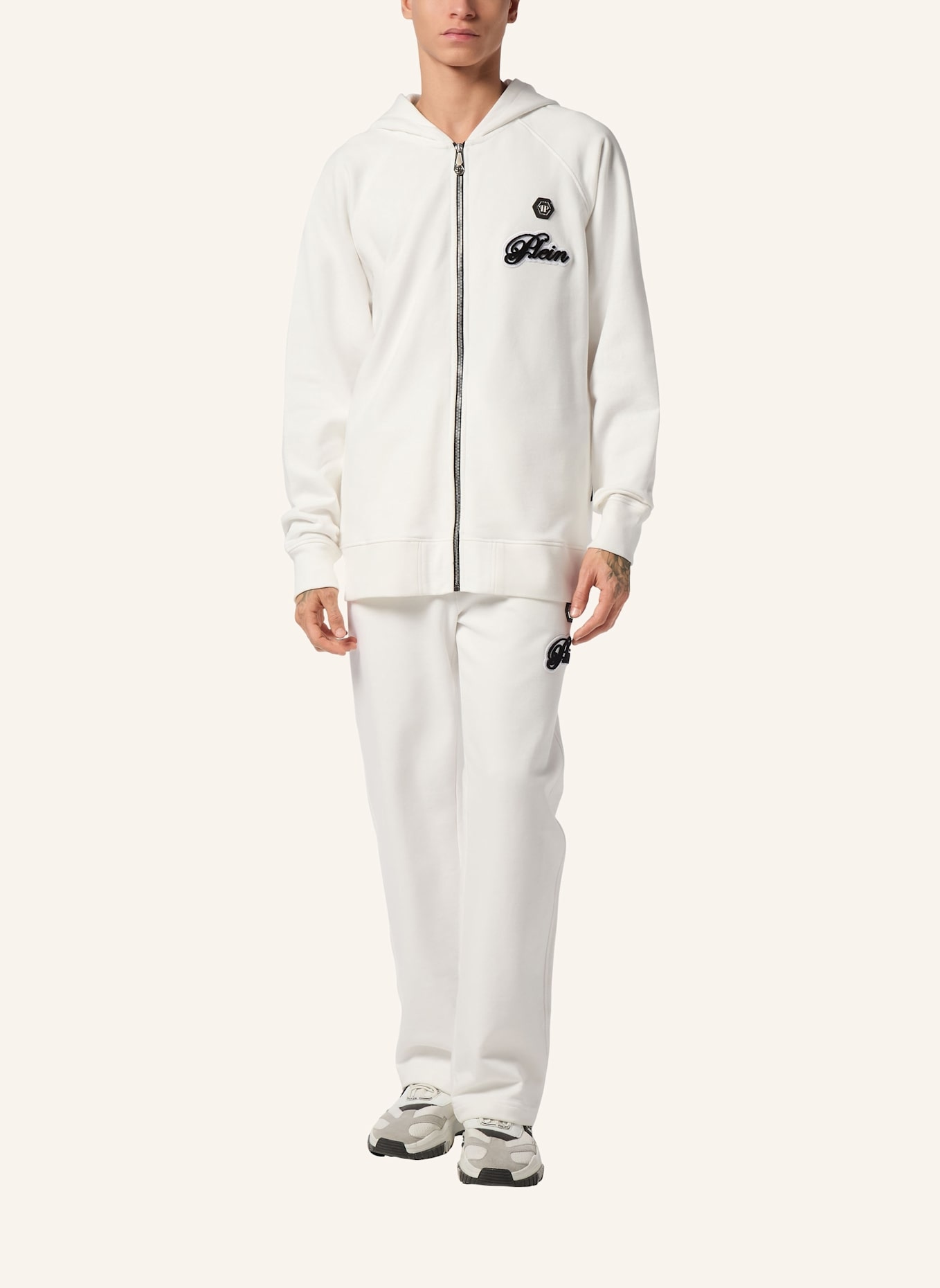 PHILIPP PLEIN Kapuzen-Sweatjacket SIGNATURE: SCHWARZ