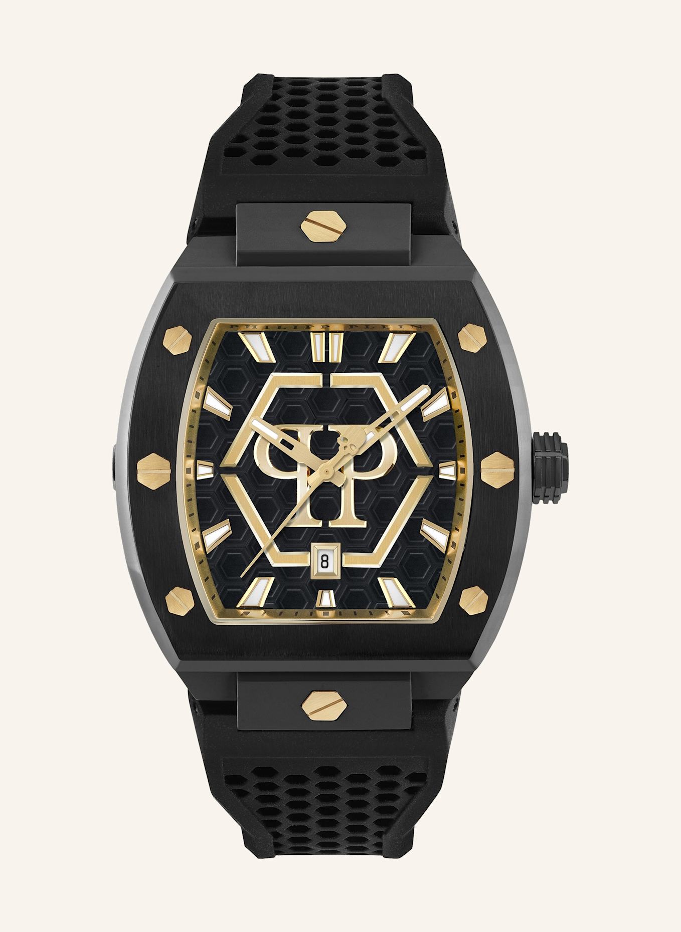 PHILIPP PLEIN Armbanduhr The Hexagon Phantom: GOLD/ SCHWARZ