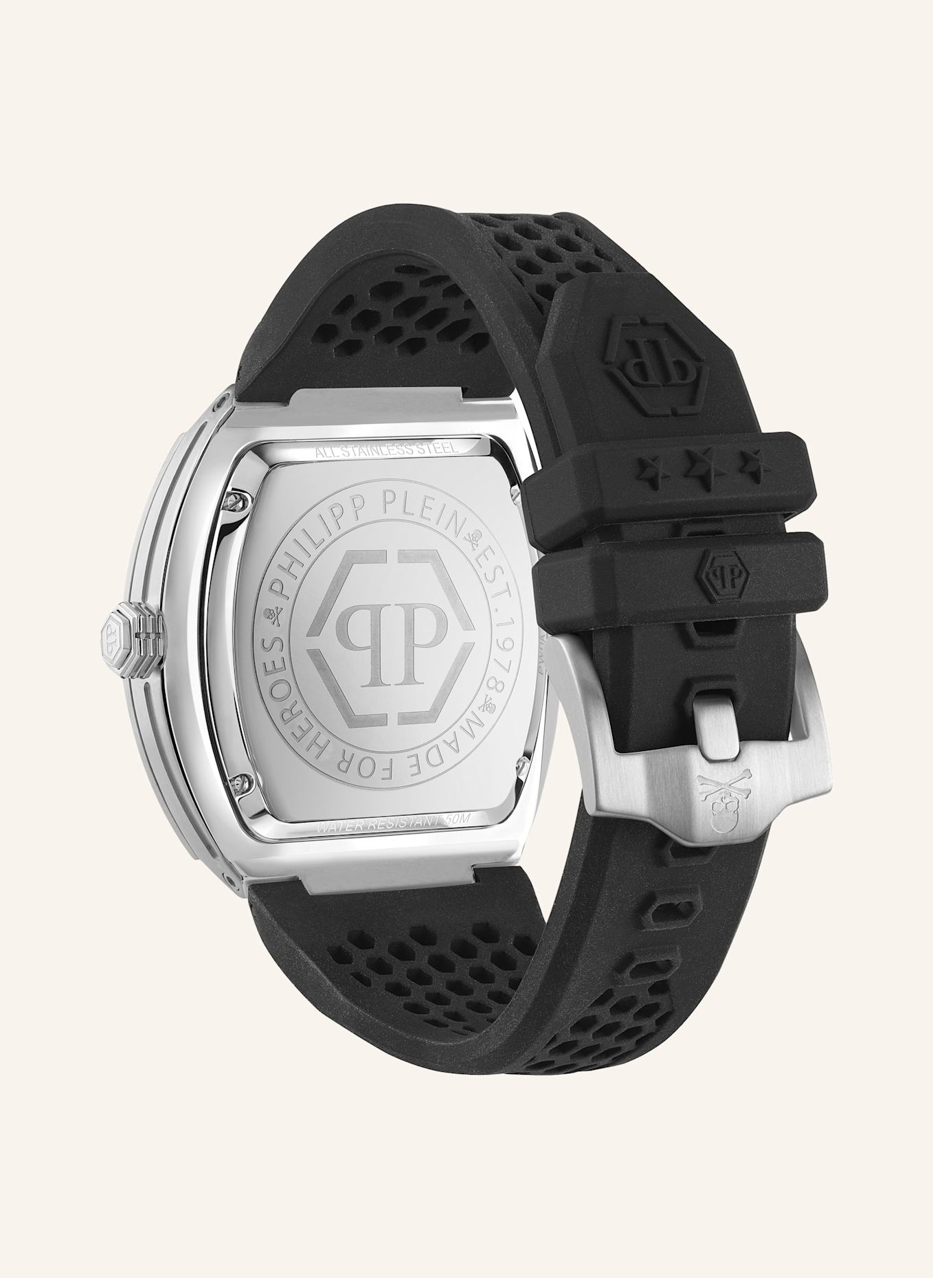 PHILIPP PLEIN Armbanduhr The Hexagon Phantom: SCHWARZ/ SILBER