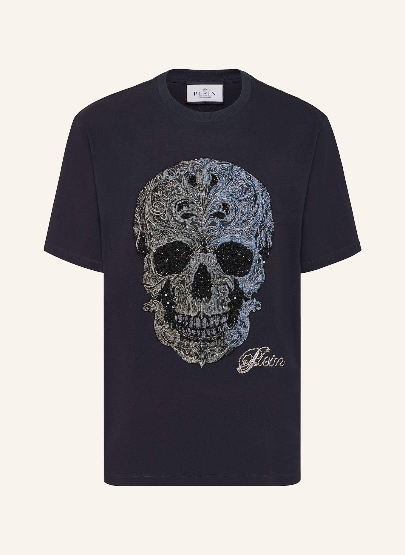 PHILIPP PLEIN T-Shirt Rundhalsausschnitt Ss SKULL: DUNKELBLAU