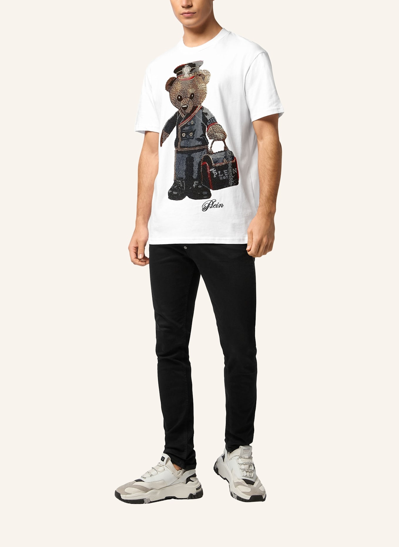 PHILIPP PLEIN T-Shirt Rundhalsausschnitt Ss TEDDY: WEISS