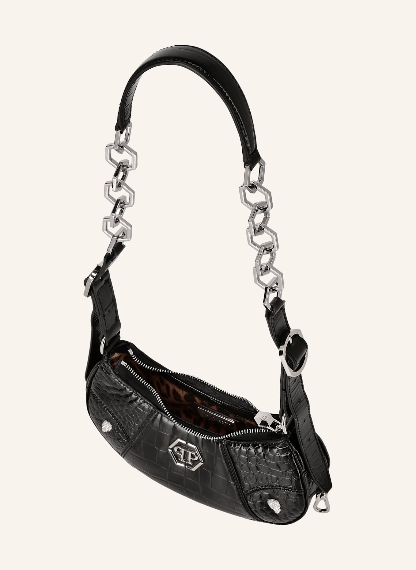 PHILIPP PLEIN Schultertasche: SCHWARZ