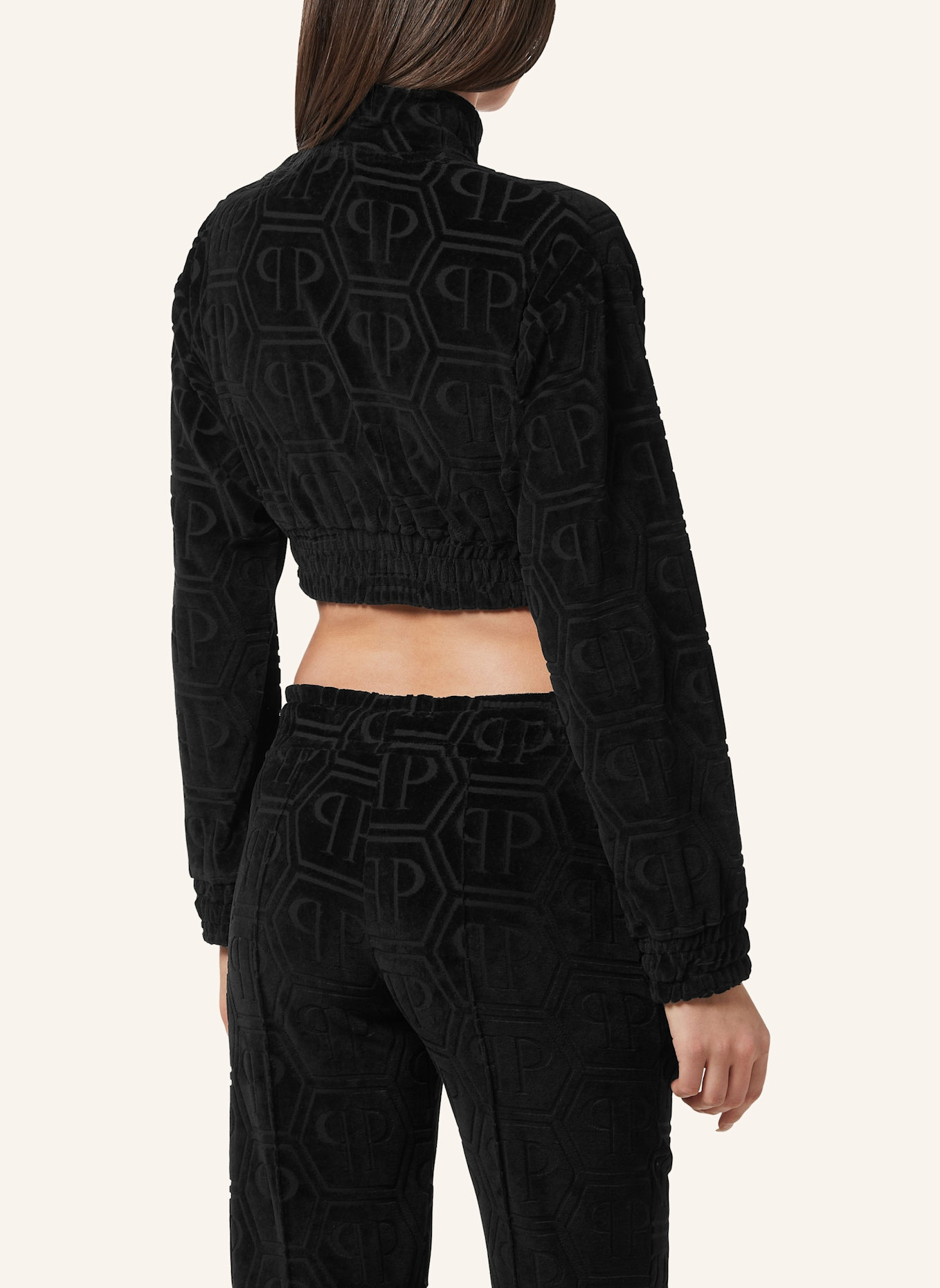 PHILIPP PLEIN Jogging-Jacke MONOGRAM: SCHWARZ