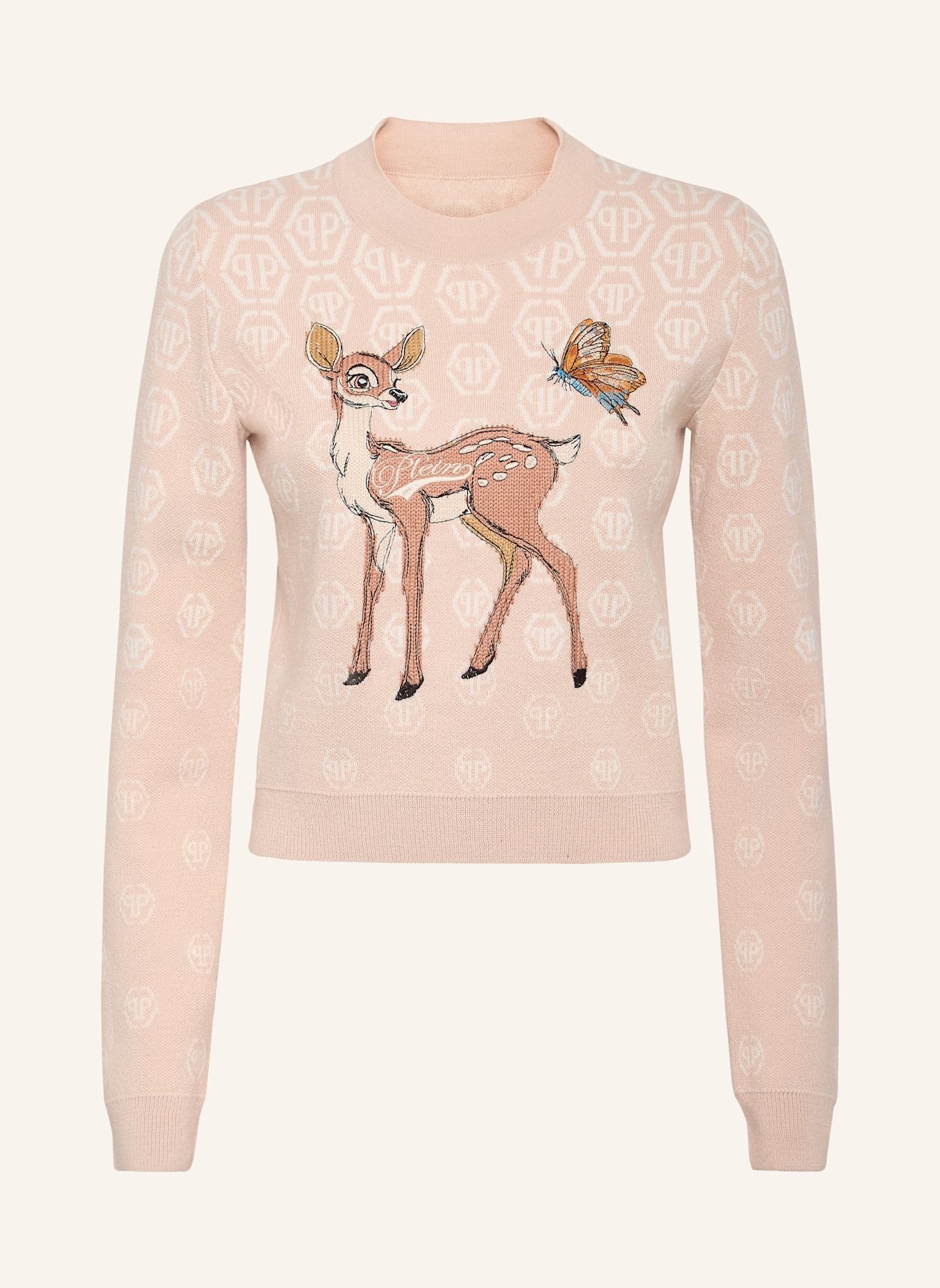 PHILIPP PLEIN Pullover Rundhalsausschnitt Ls MONOGRAM: BEIGE
