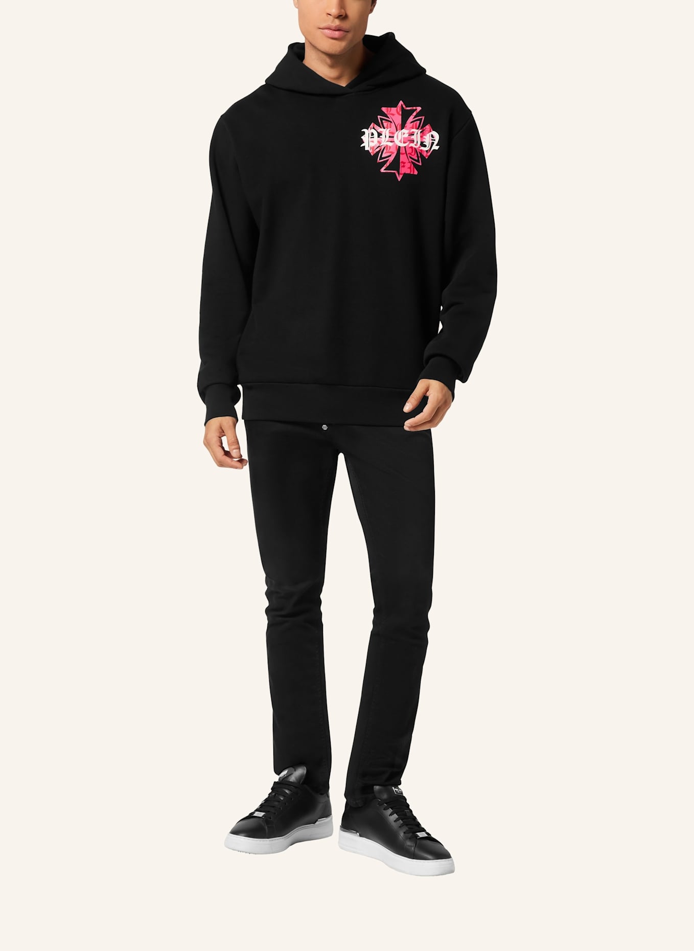 PHILIPP PLEIN Kapuzen-Sweatshirt CREST: SCHWARZ