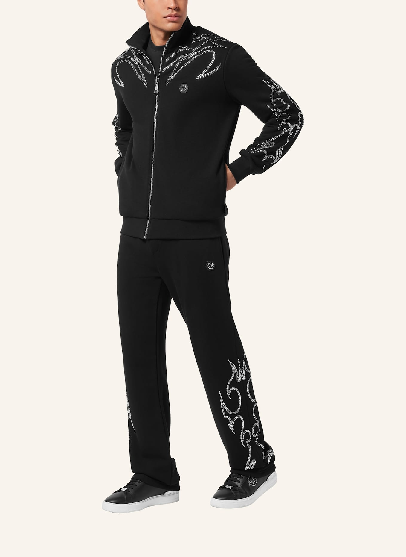 PHILIPP PLEIN Jogging-Jacke: SCHWARZ