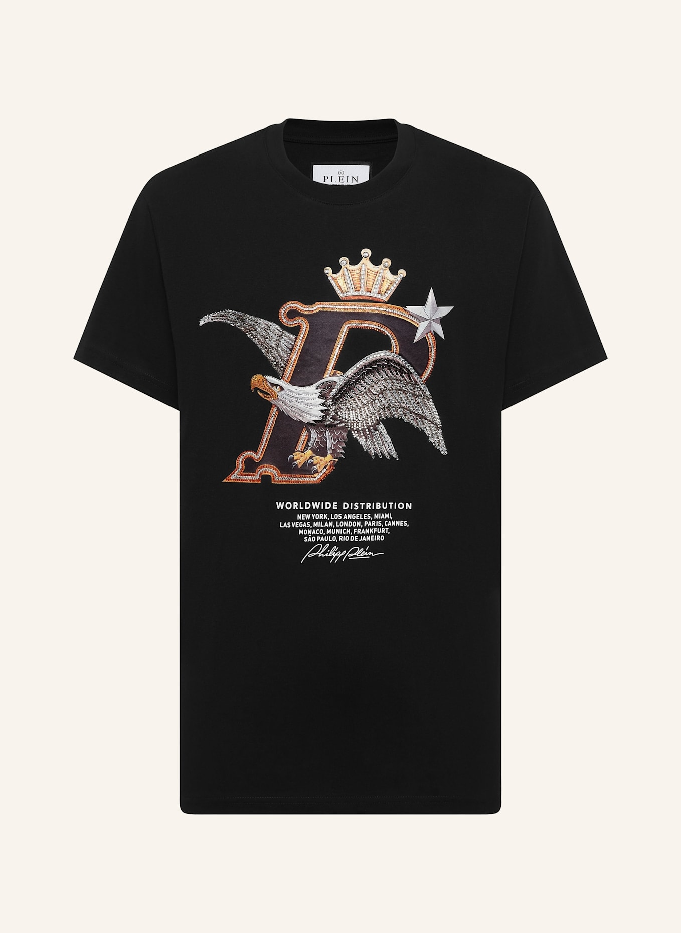 PHILIPP PLEIN T-Shirt Rundhalsausschnitt Ss EAGLE: SCHWARZ