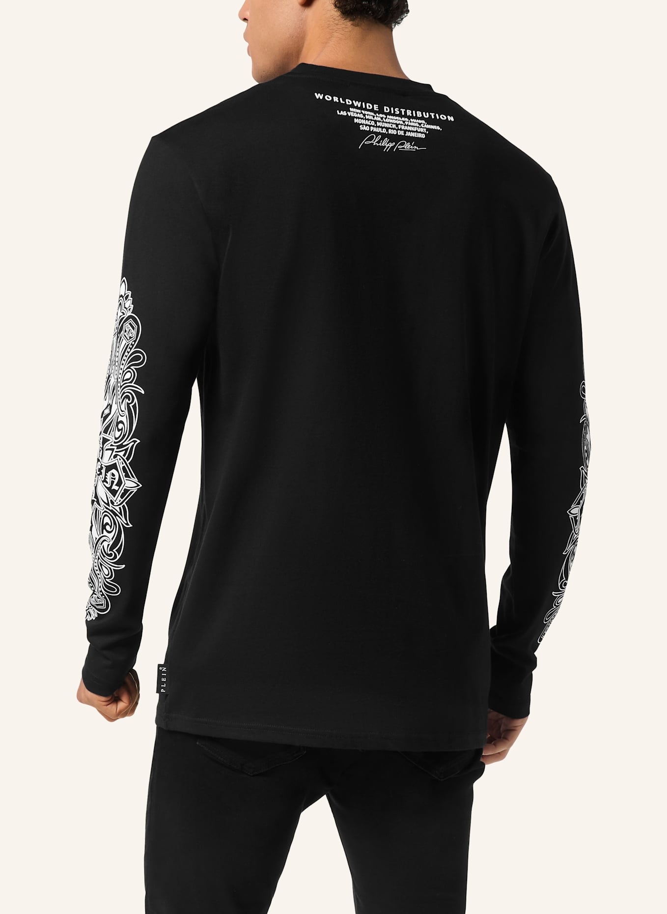 PHILIPP PLEIN T-Shirt Rundhalsausschnitt Ls CHROME: SCHWARZ