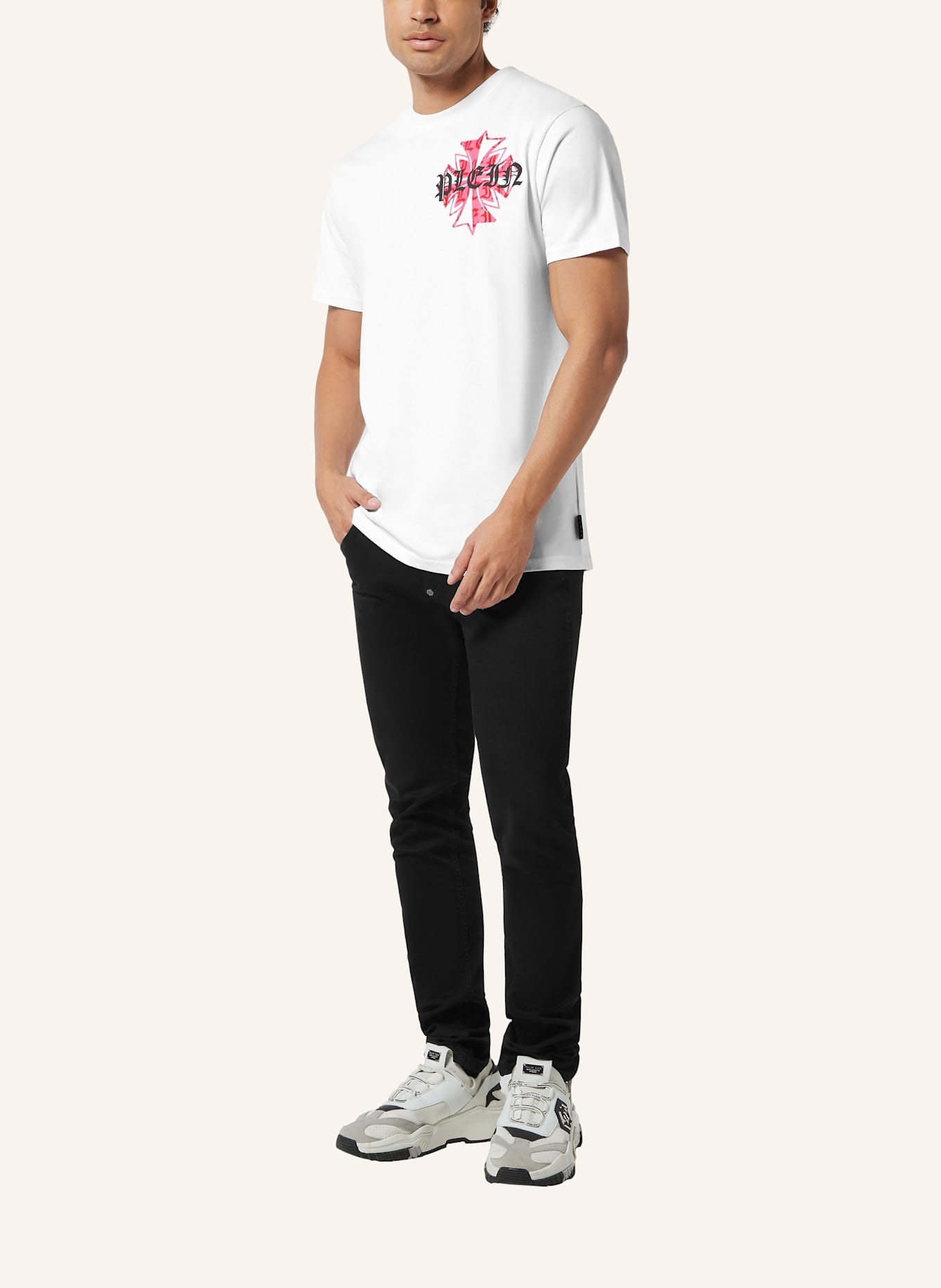 PHILIPP PLEIN T-Shirt Rundhalsausschnitt Ss CREST: WEISS