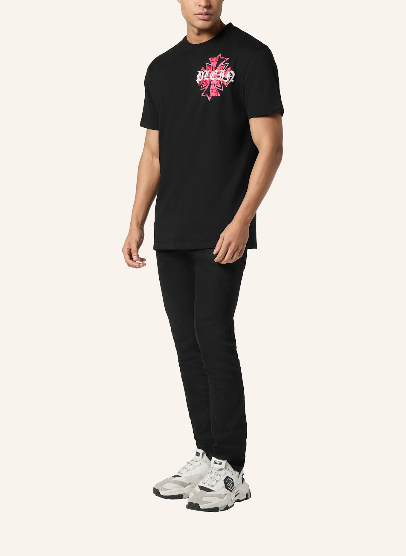 PHILIPP PLEIN T-Shirt Rundhalsausschnitt Ss CREST: SCHWARZ