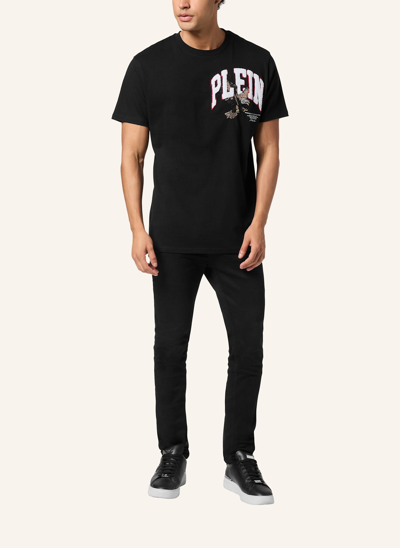 PHILIPP PLEIN T-Shirt Rundhalsausschnitt Ss EAGLE: SCHWARZ