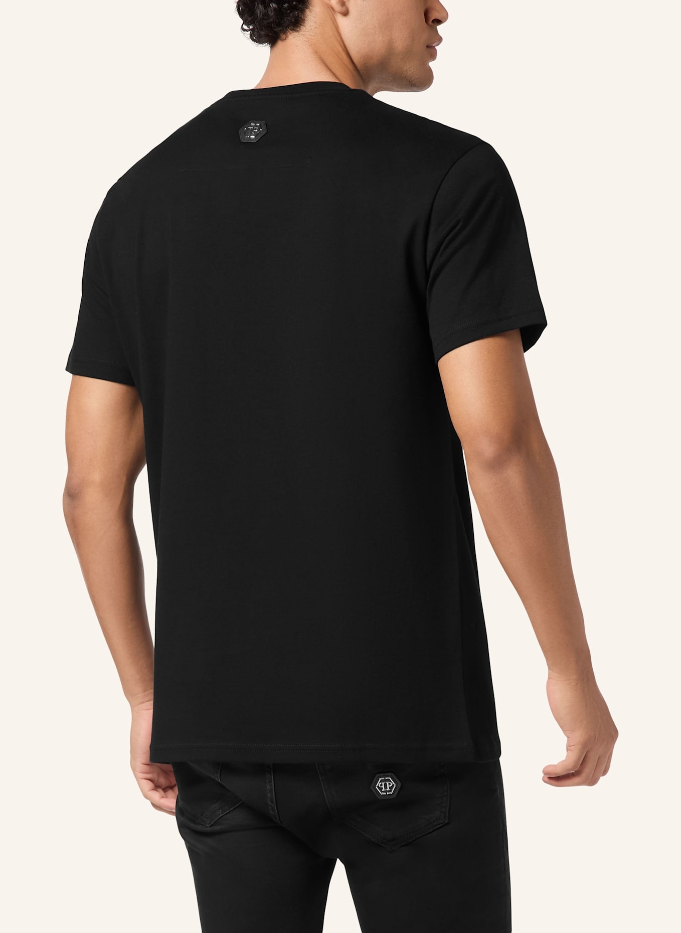 PHILIPP PLEIN T-Shirt Rundhalsausschnitt Ss COLLEGE: SCHWARZ