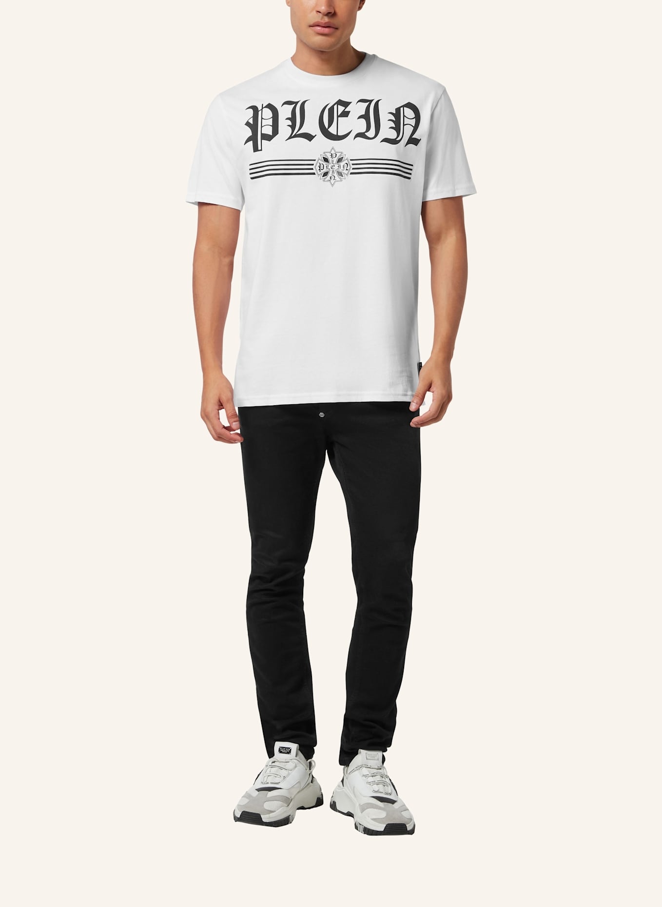 PHILIPP PLEIN T-Shirt Rundhalsausschnitt Ss GOTHIC PLEIN: WEISS