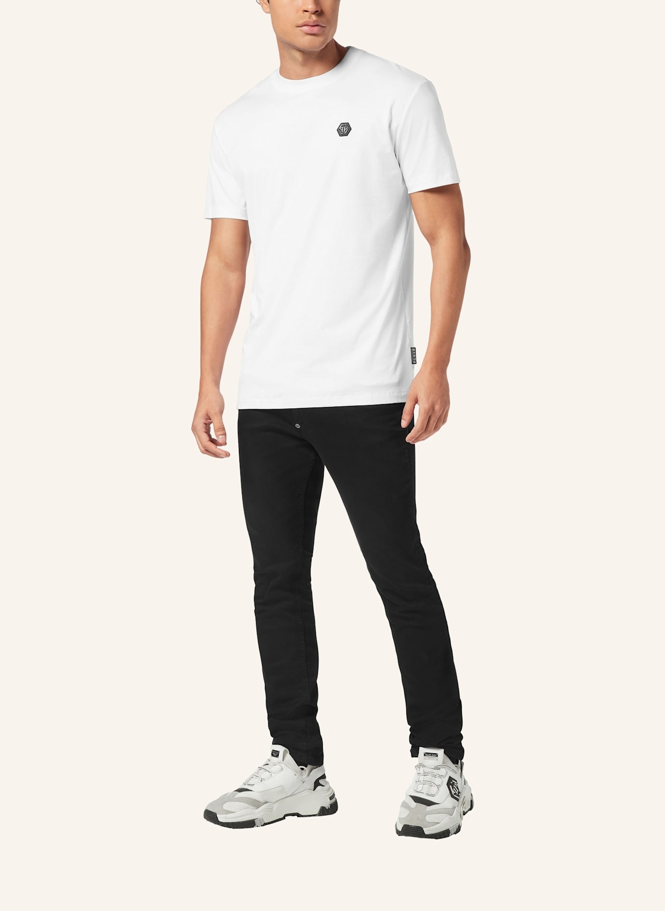 PHILIPP PLEIN T-Shirt Rundhalsausschnitt Ss HEXAGON: WEISS