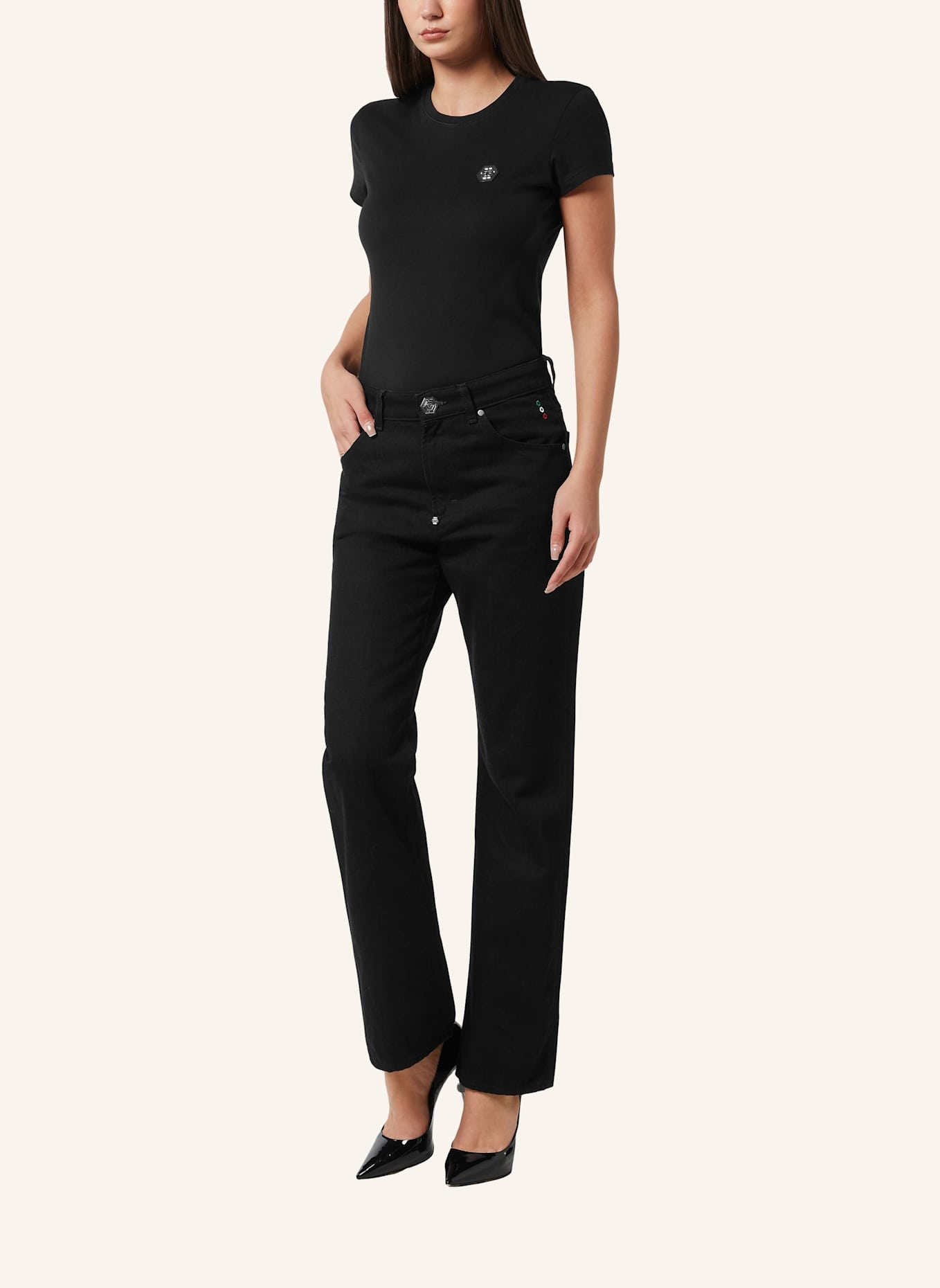 PHILIPP PLEIN Gerader Schnitt HEXAGON: SCHWARZ