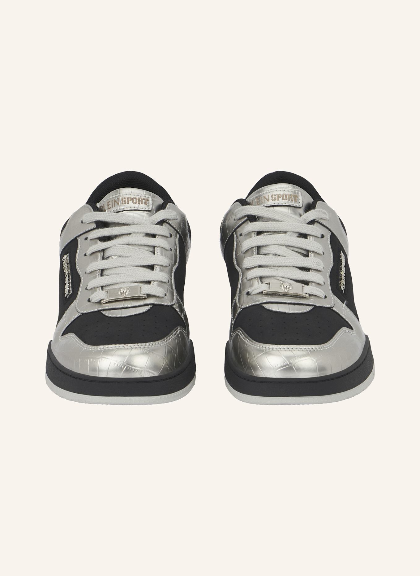 PLEIN SPORT Lo-Top Turnschuhe: SCHWARZ/ SILBER