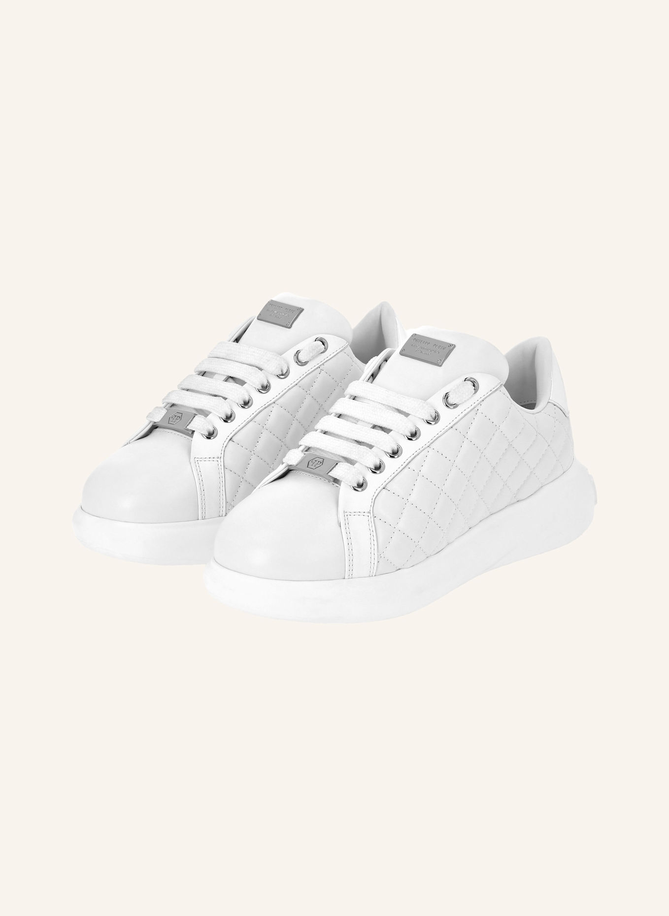 PHILIPP PLEIN Lo-Top Turnschuhe Matelasse: WEISS