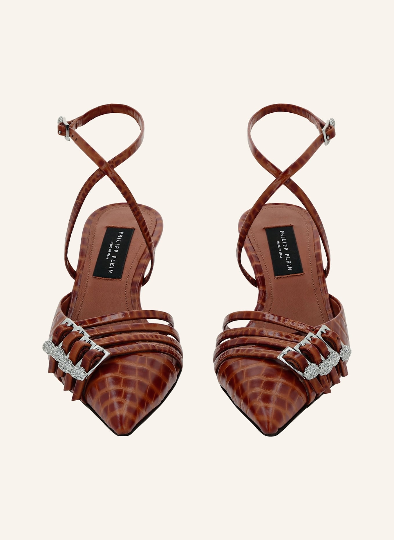 PHILIPP PLEIN Slingback Low Heels COCCO: BRAUN