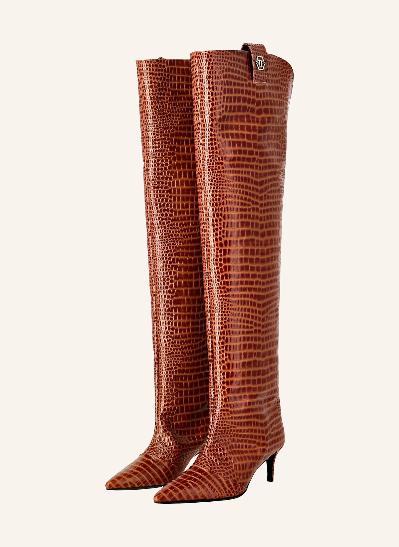 PHILIPP PLEIN Stiefel Niedrige Absätze Overknee COCCO: BRAUN