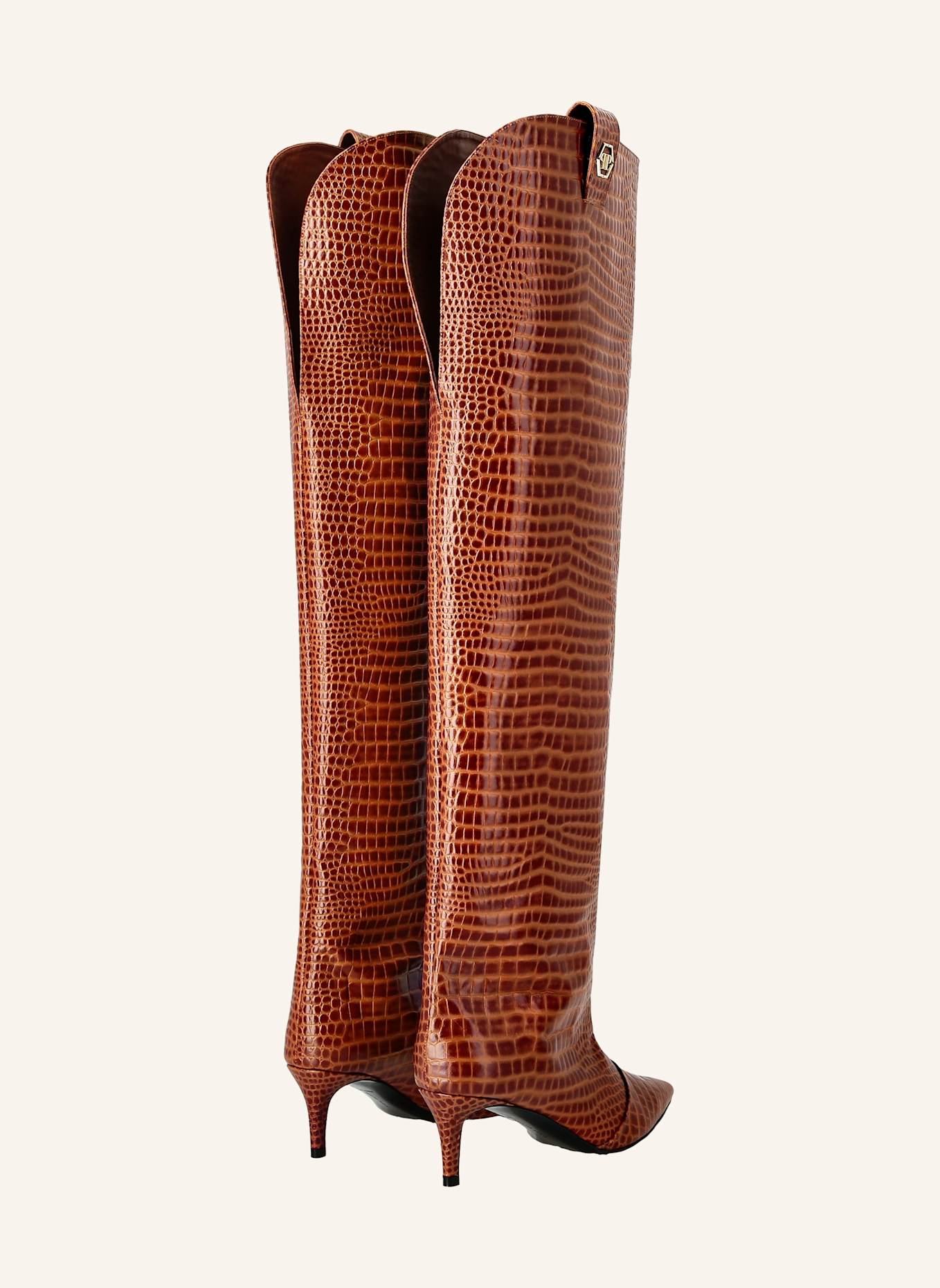 PHILIPP PLEIN Stiefel Niedrige Absätze Overknee COCCO: BRAUN