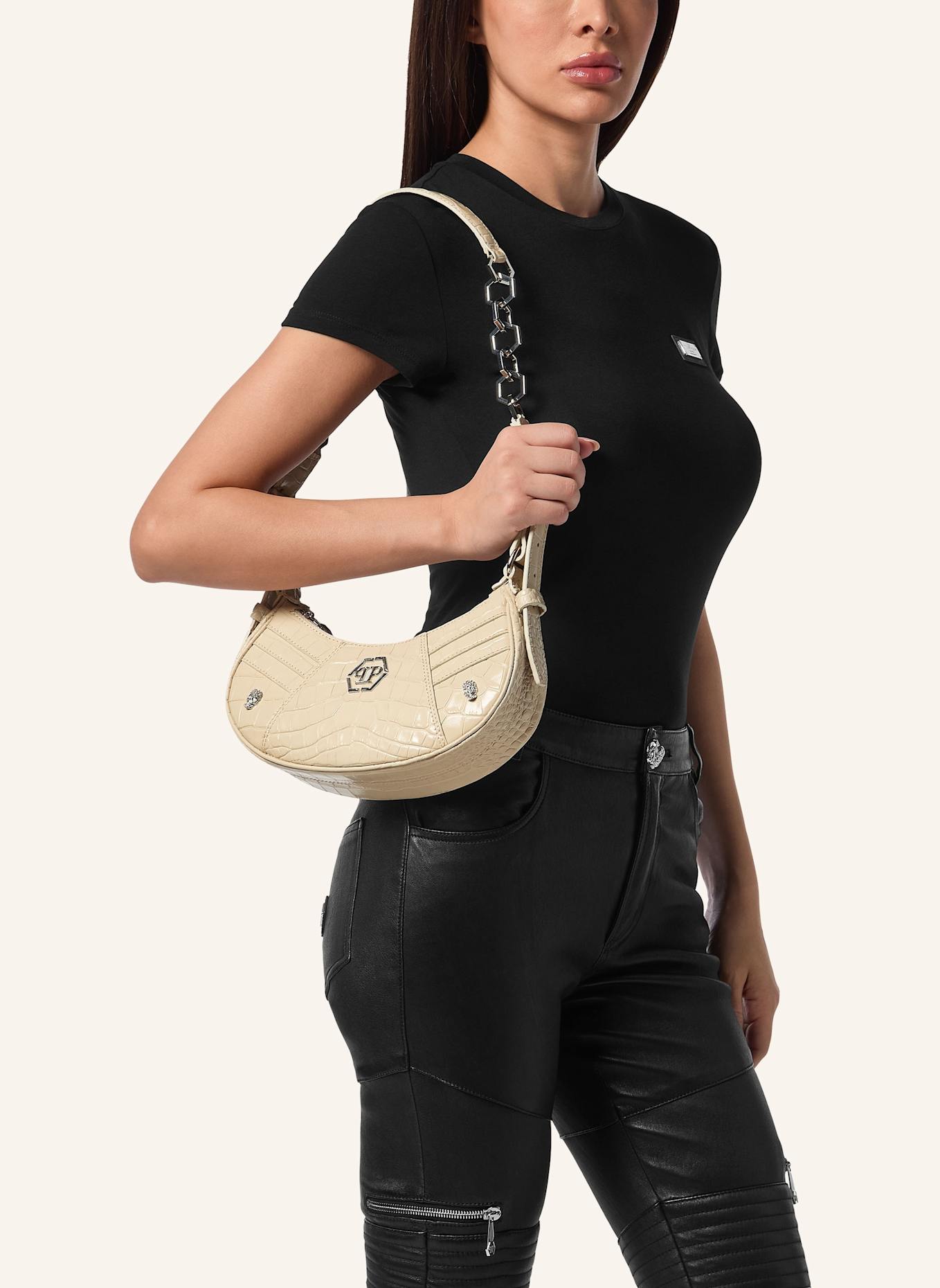 PHILIPP PLEIN Henkel Tasche COCCO: BEIGE