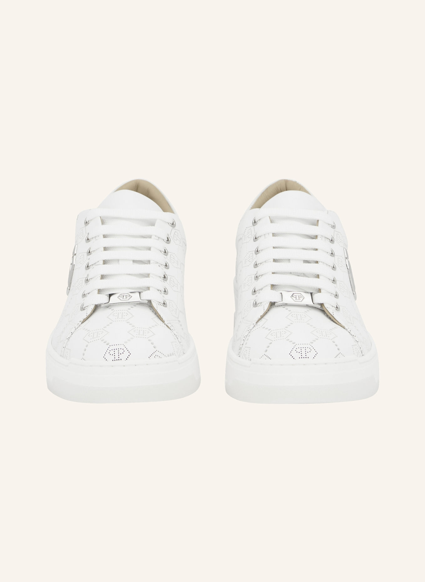 PHILIPP PLEIN Lo-Top Turnschuhe MONOGRAM: WEISS