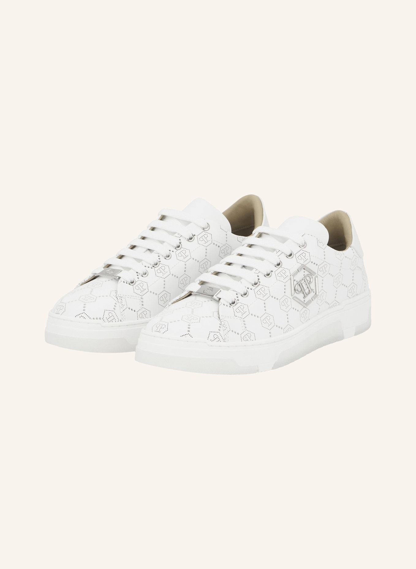 PHILIPP PLEIN Lo-Top Turnschuhe MONOGRAM: WEISS