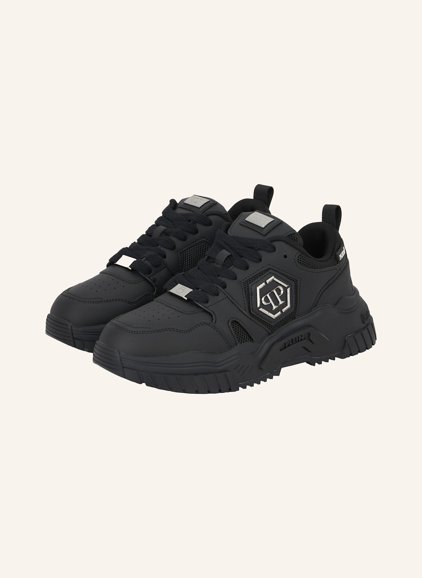 PHILIPP PLEIN Lo-Top Turnschuhe HEXAGON: SCHWARZ