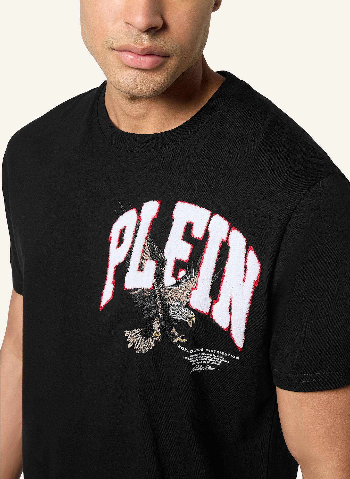 PHILIPP PLEIN T-Shirt Rundhalsausschnitt Ss EAGLE: SCHWARZ