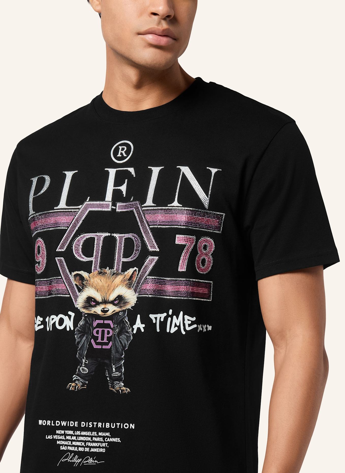 PHILIPP PLEIN T-Shirt Rundhalsausschnitt Ss COLLEGE: SCHWARZ