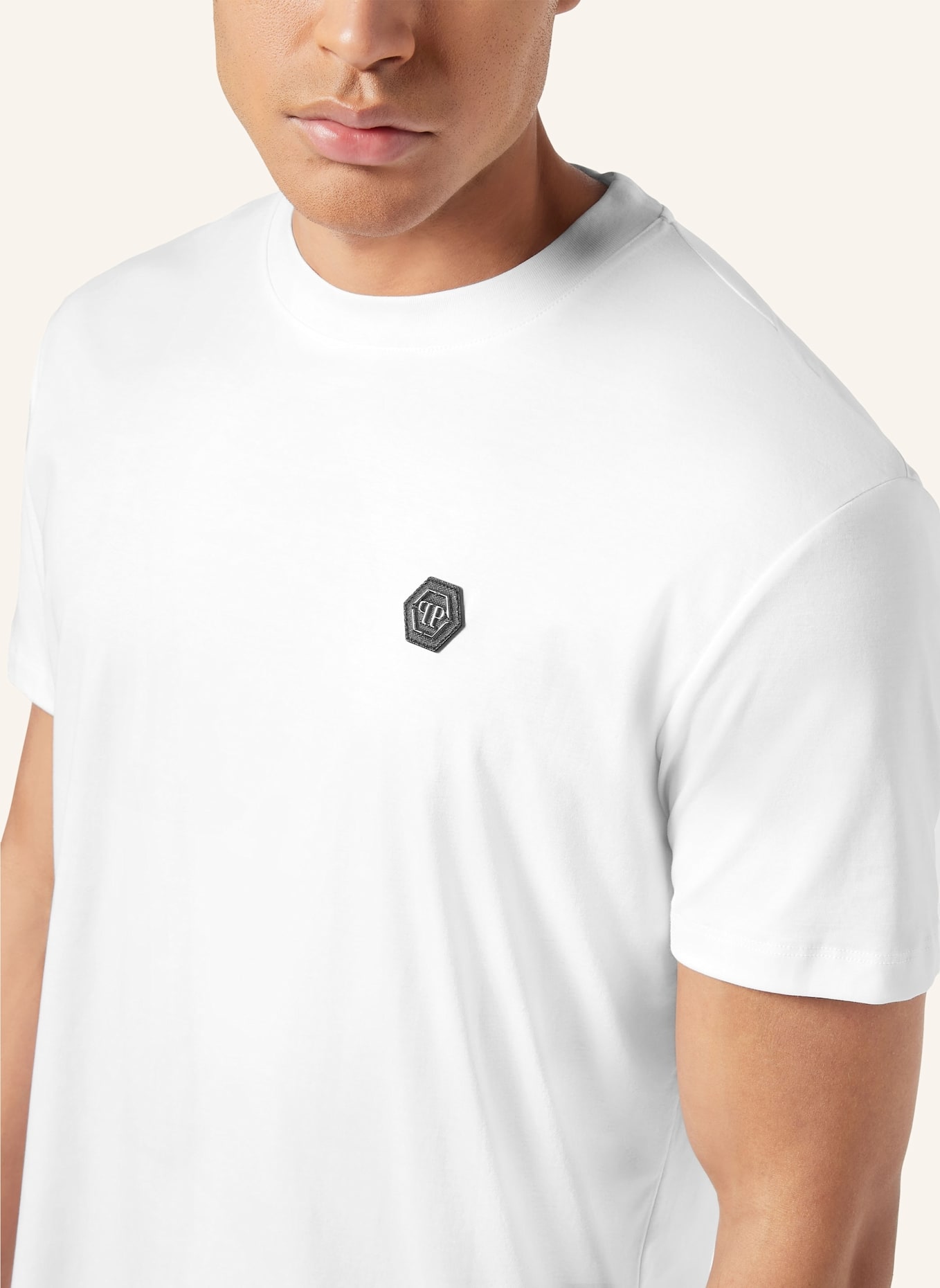 PHILIPP PLEIN T-Shirt Rundhalsausschnitt Ss HEXAGON: WEISS