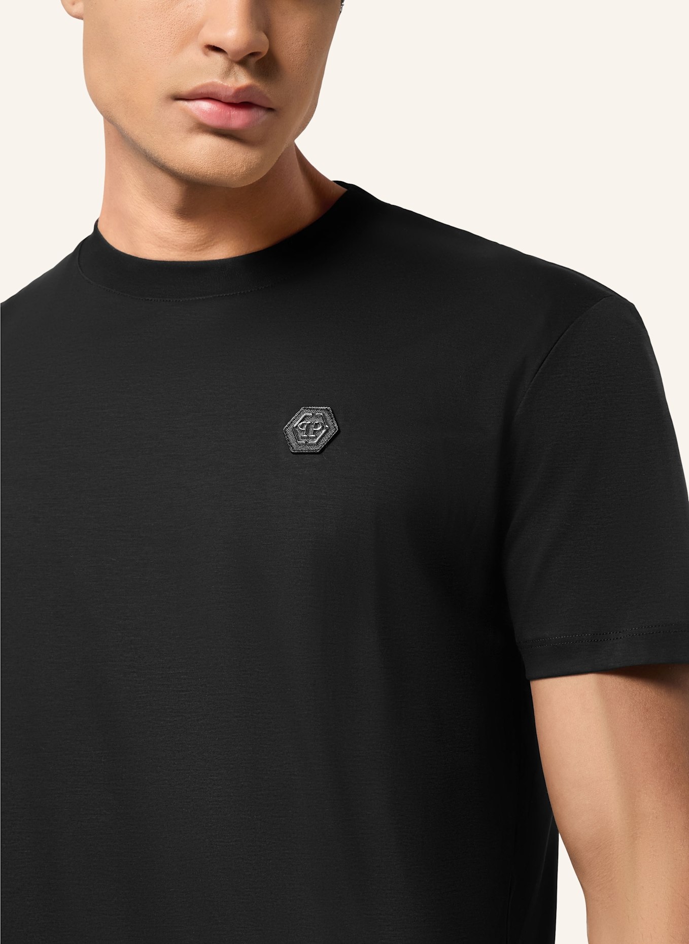 PHILIPP PLEIN T-Shirt Rundhalsausschnitt Ss HEXAGON: SCHWARZ