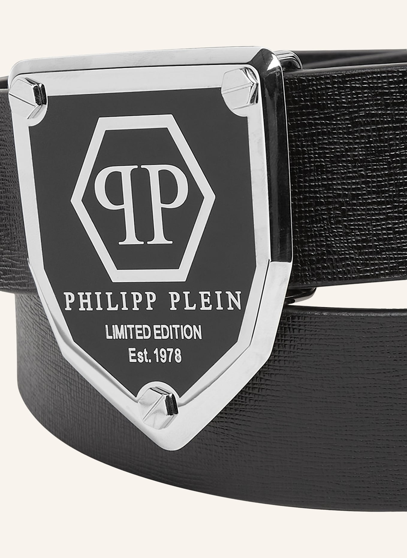 PHILIPP PLEIN Gürtel HEXAGON: SCHWARZ/ SILBER