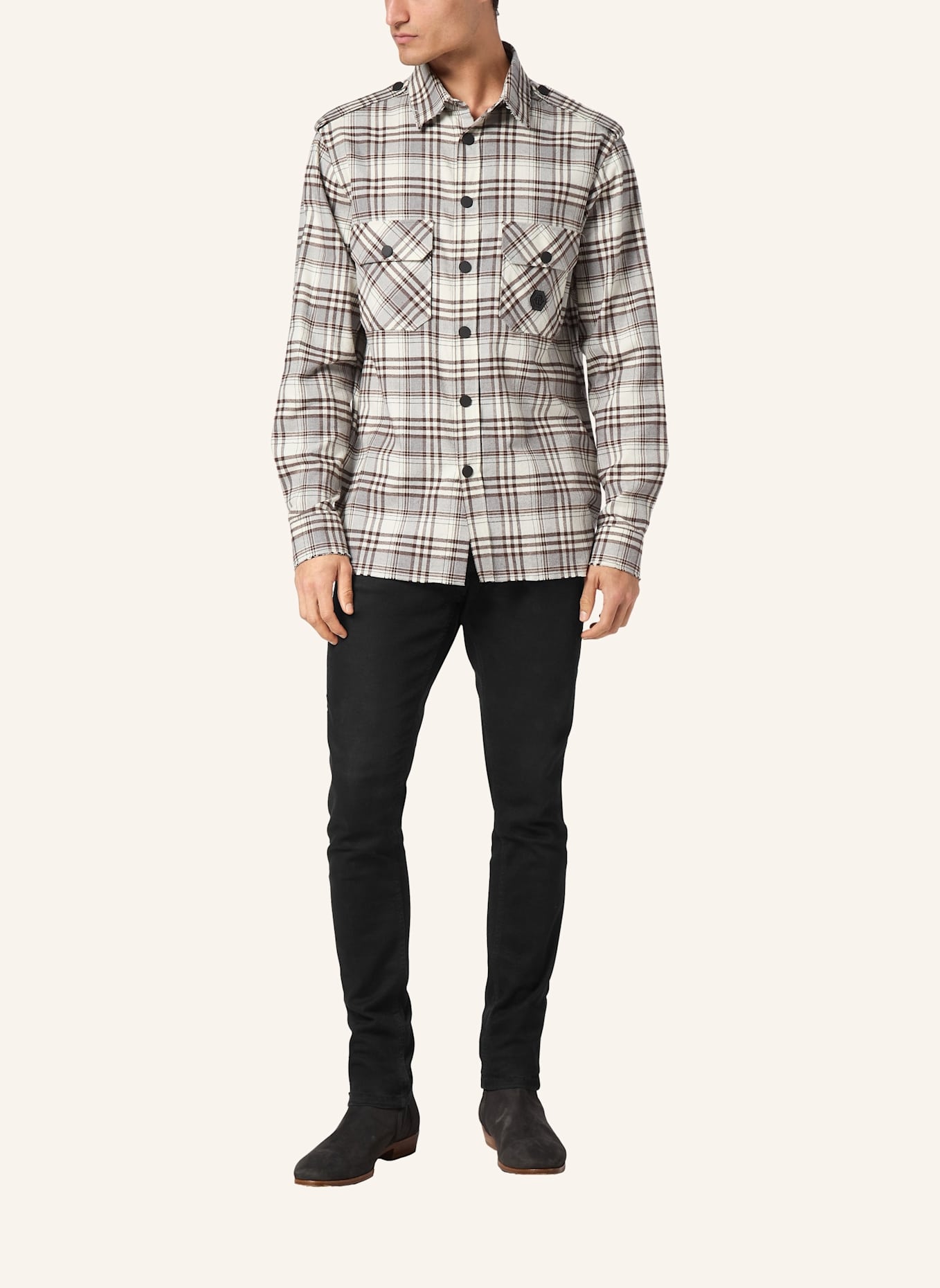 PHILIPP PLEIN Oversize Hemd SKULL&BONES: BEIGE