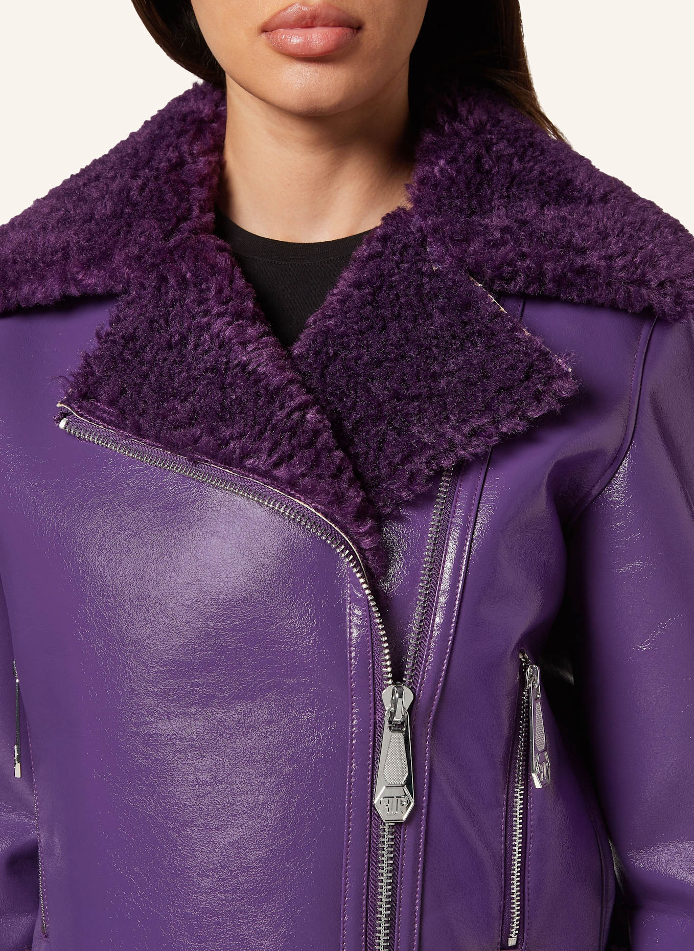 PHILIPP PLEIN PHILIPP PLEIN Biker-Jacke SKULL&BONES: LILA