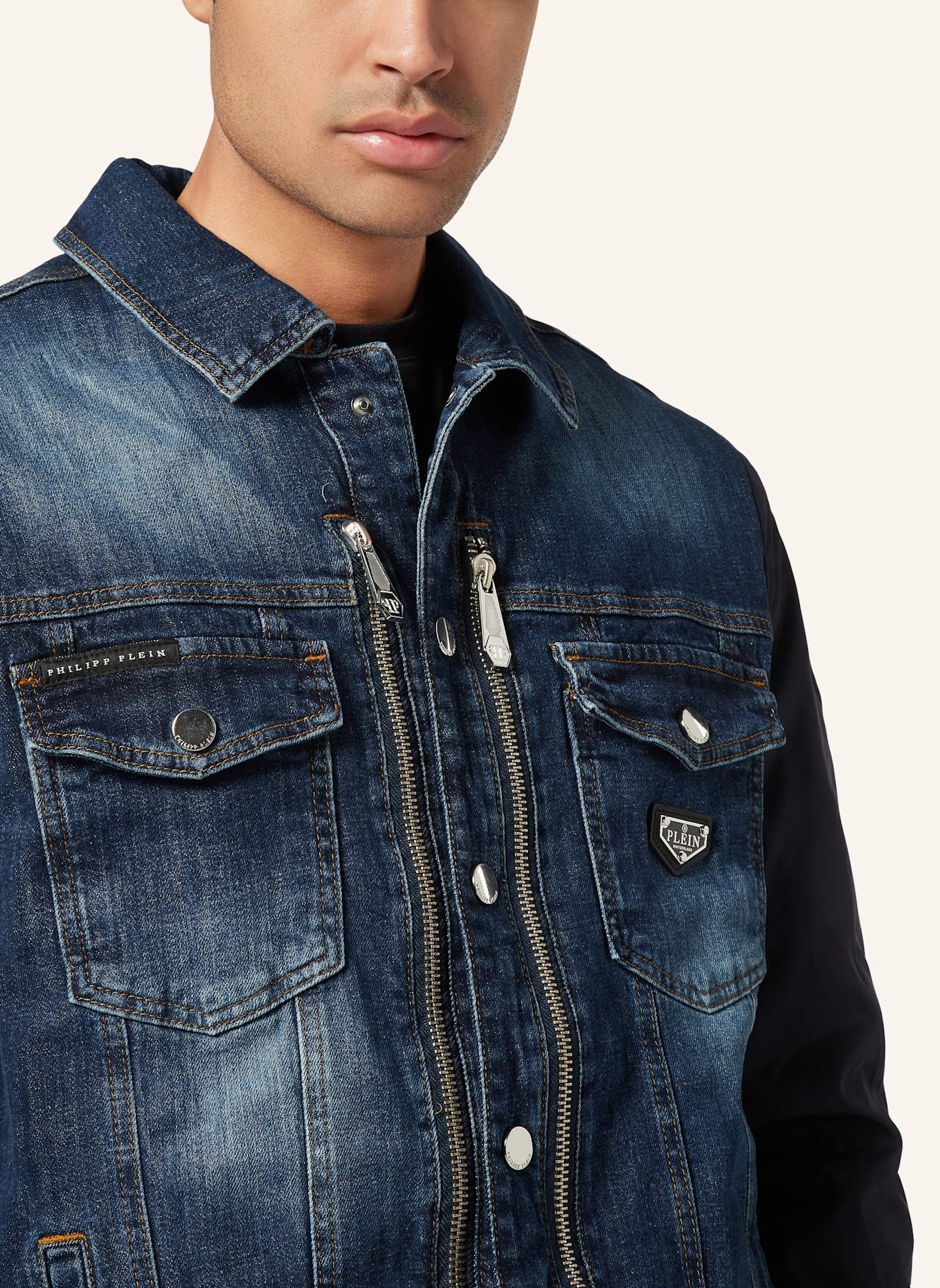 PHILIPP PLEIN Denim-Jacke COLLEGE: BLAU