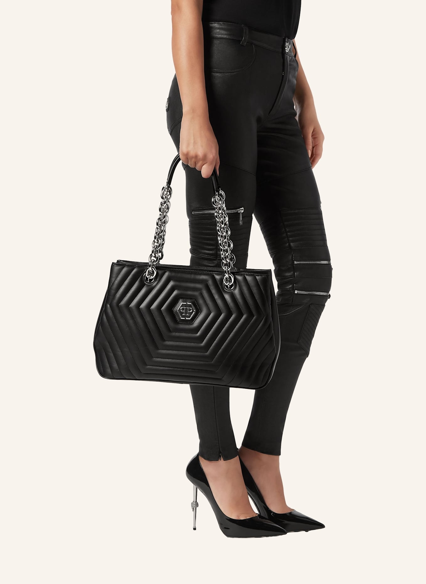 PHILIPP PLEIN PHILIPP PLEIN Schultertasche HEXAGON: SCHWARZ