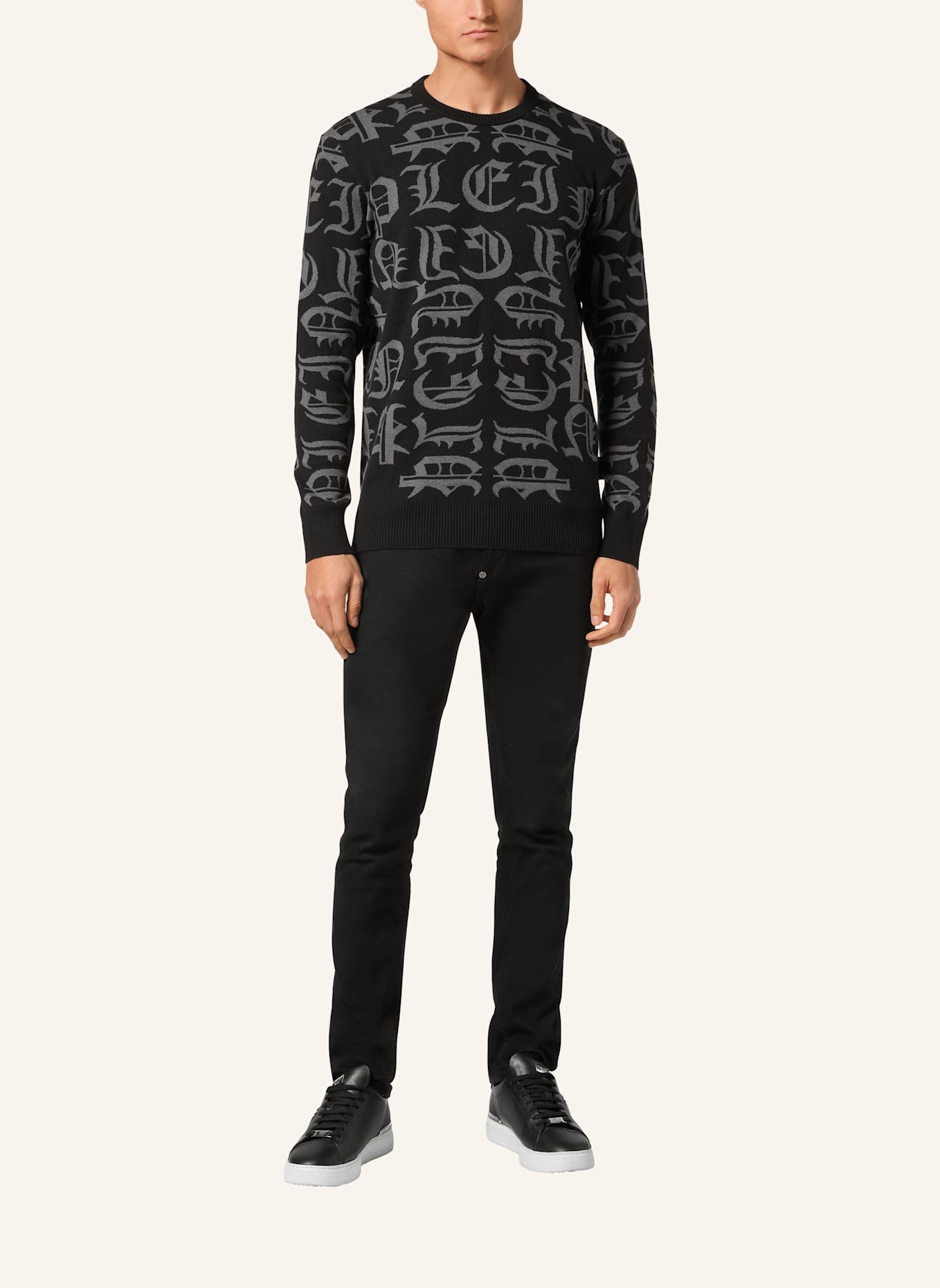 PHILIPP PLEIN PHILIPP PLEIN Pullover Rundhalsausschnitt GOTHIC PLEIN: SCHWARZ