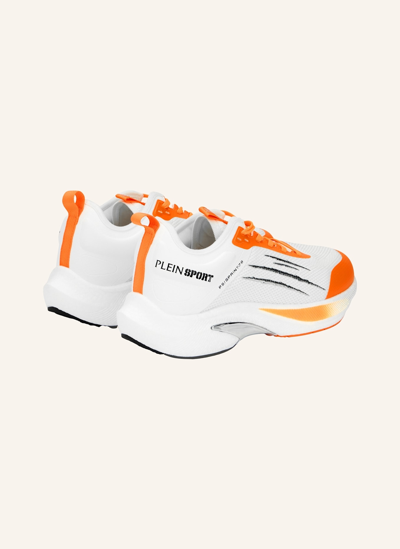 PLEIN SPORT Läufer Sneaker: WEISS/ NEONORANGE