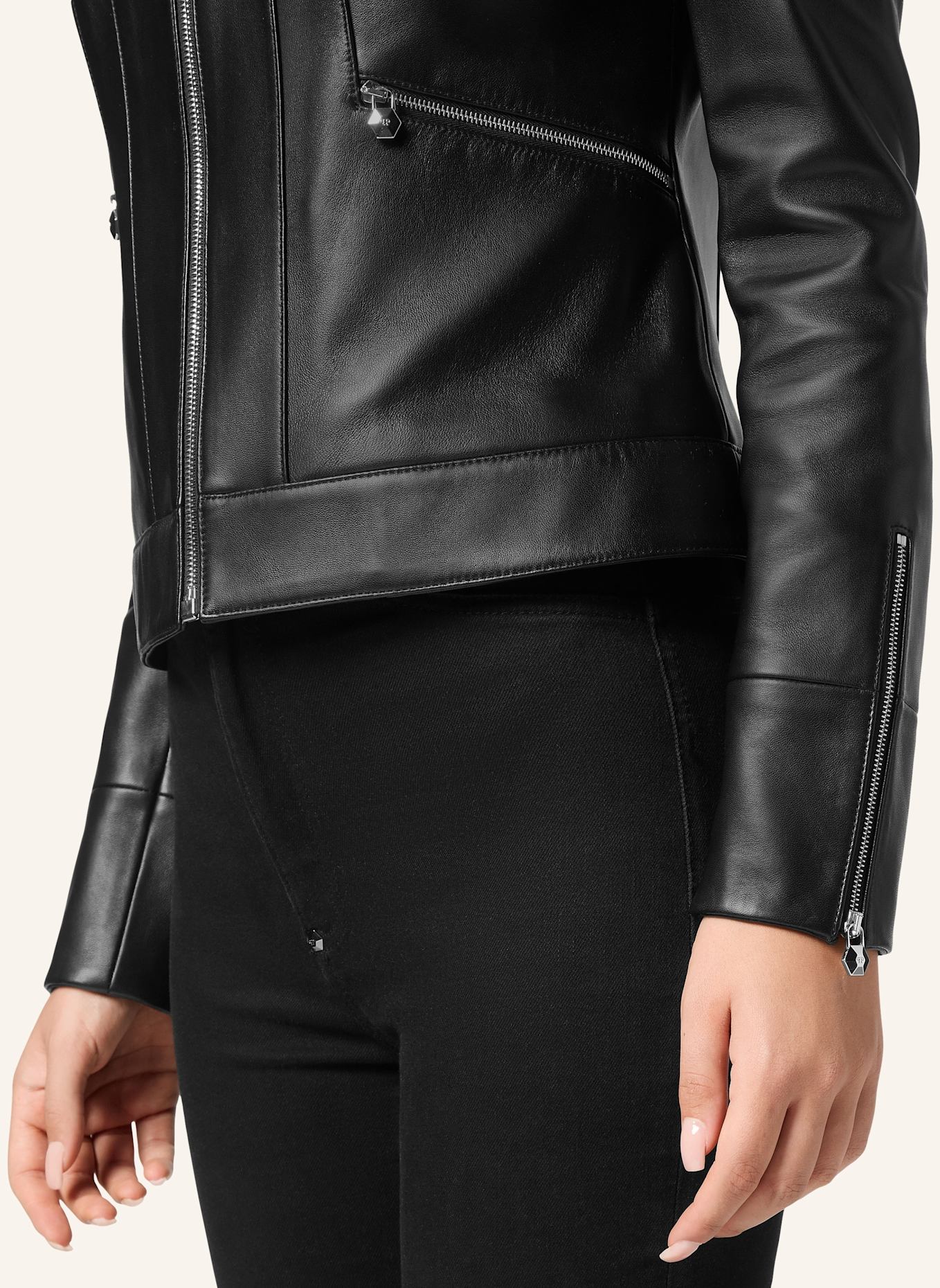 PHILIPP PLEIN PHILIPP PLEIN Leder Biker-Jacke: SCHWARZ