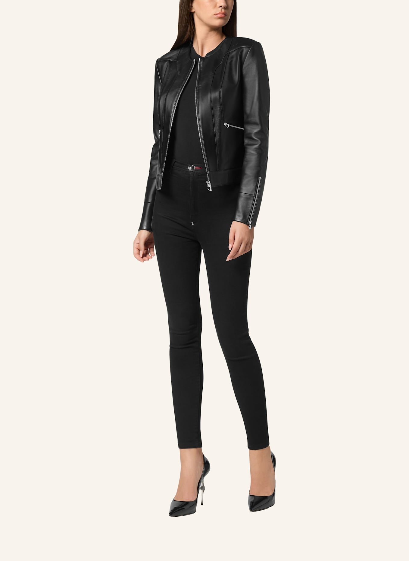 PHILIPP PLEIN PHILIPP PLEIN Leder Biker-Jacke: SCHWARZ