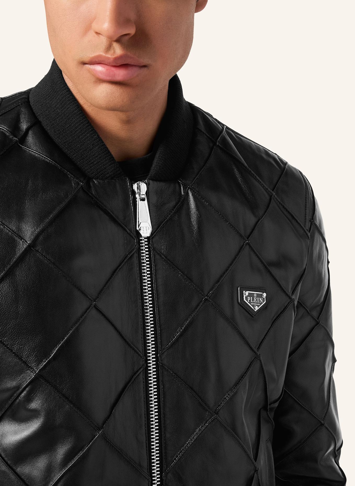 PHILIPP PLEIN PHILIPP PLEIN Leder-Bomber: SCHWARZ/ SILBER